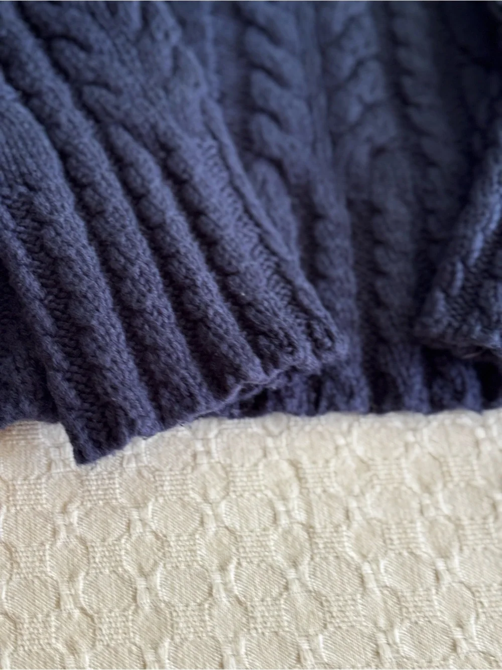 J. Crew Men's Deep Navy Cable Crewneck Sweater Cotton